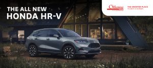 All New Honda HR-V parked in front of cabin in woods